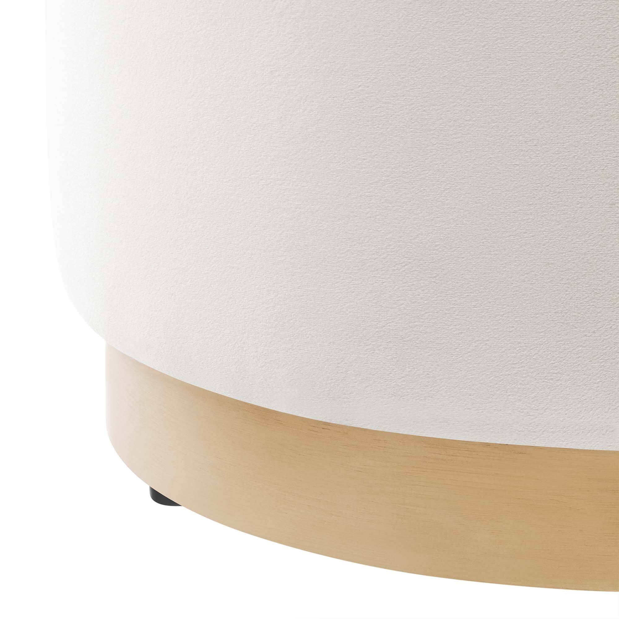 Alt View 4. Modway - Tilden 16" Round Performance Velvet Upholstered Ottoman by Modway - Alabaster Natural.