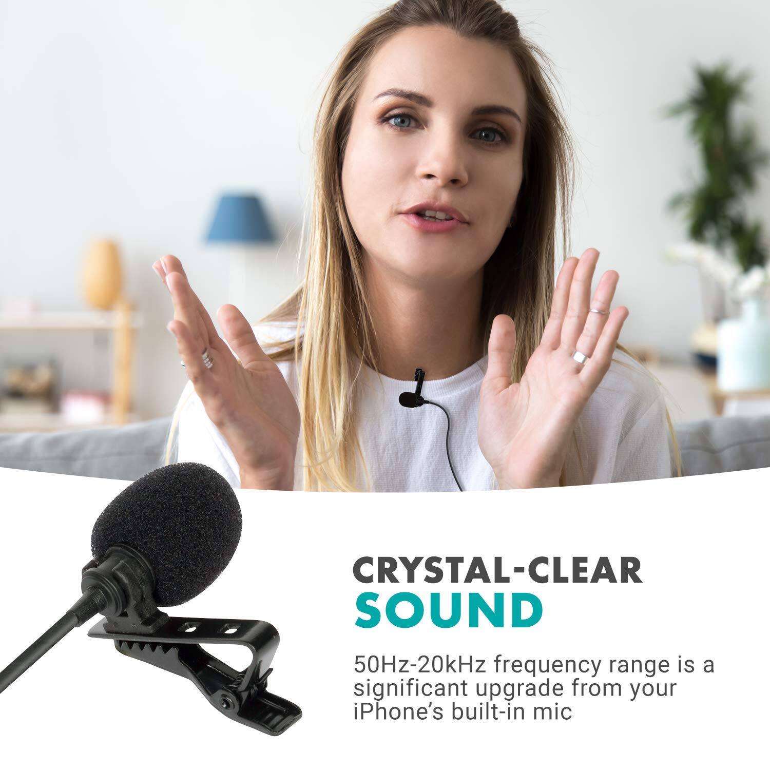 CRYSTAL-CLEAR SOUND  
50Hz-20kHz frequency range is a significant upgrade from your iPhone's built-in mic