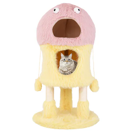 Front. Gymax - Gymax Monster-Themed Cat Tree w/ 2 Private Condos Long Plush Sisal Scratching Posts - GYM14664.