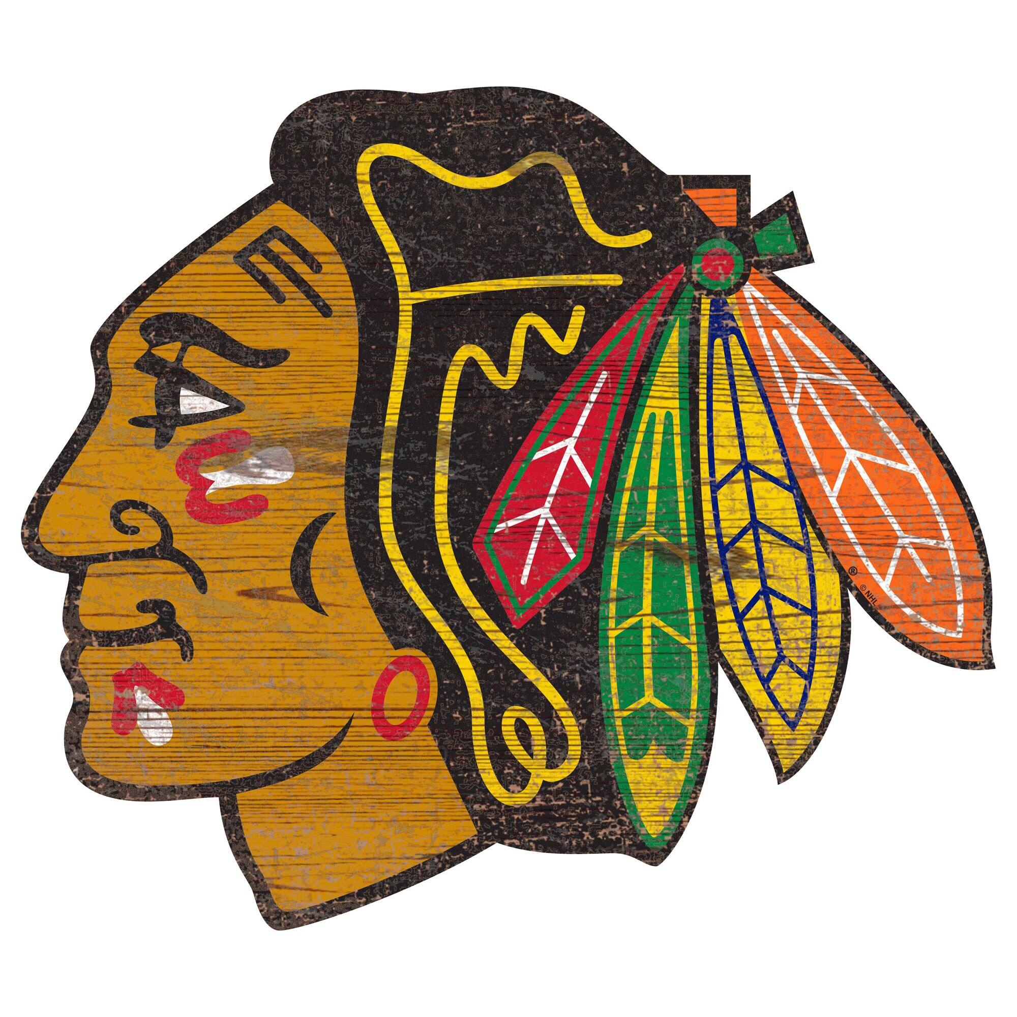 Chicago Blackhawks 24'' x 24'' Distressed Logo Cutout Sign