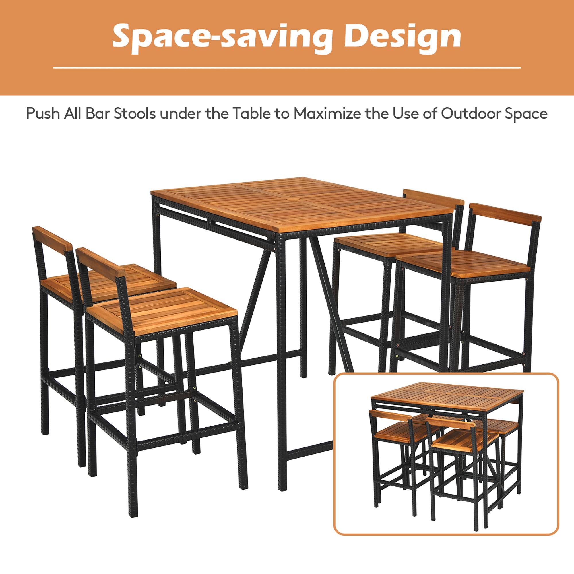 Space-saving Design

Push All Bar Stools under the Table to Maximize the Use of Outdoor Space