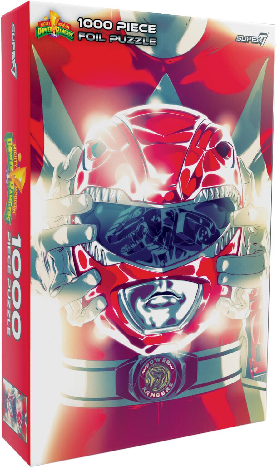 The corrected text is: "Super Mighty Morphin Power Rangers 1000 Piece Foil Puzzle."