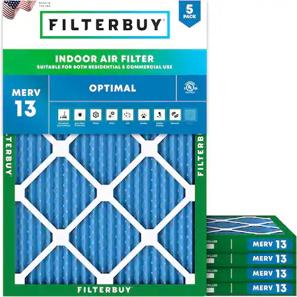 MADE IN THE USA
5 PACK FILTERBUY INDOOR AIR FILTER
SUITABLE FOR BOTH RESIDENTIAL & COMMERCIAL USE
MERV 13
OPTIMAL
- Household Dust & Particles
- Dust Mites
- Pollen
- Mold
- Lint
- Dander
- Smoke & Soot
- Bacteria
- Odors
FILTERBUY
MERV 13
MERV 13
MERV 13
MERV 13