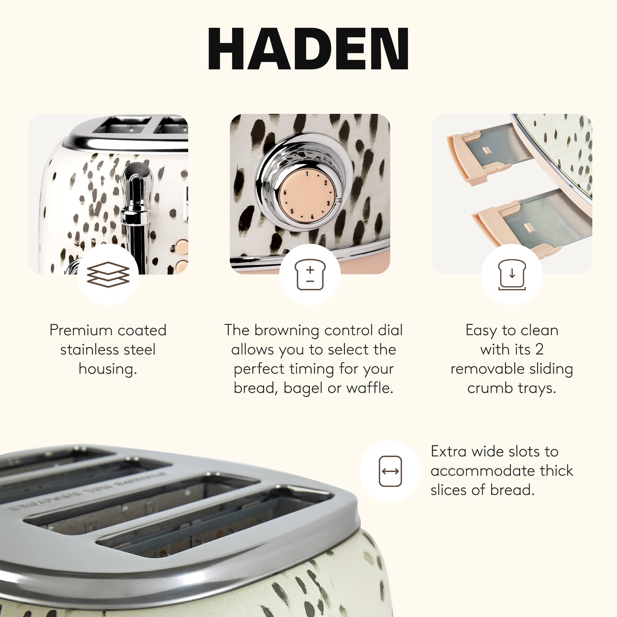Haden Margate Poodle & Blonde Stainless Steel 4 Slice Toaster with Wide ...