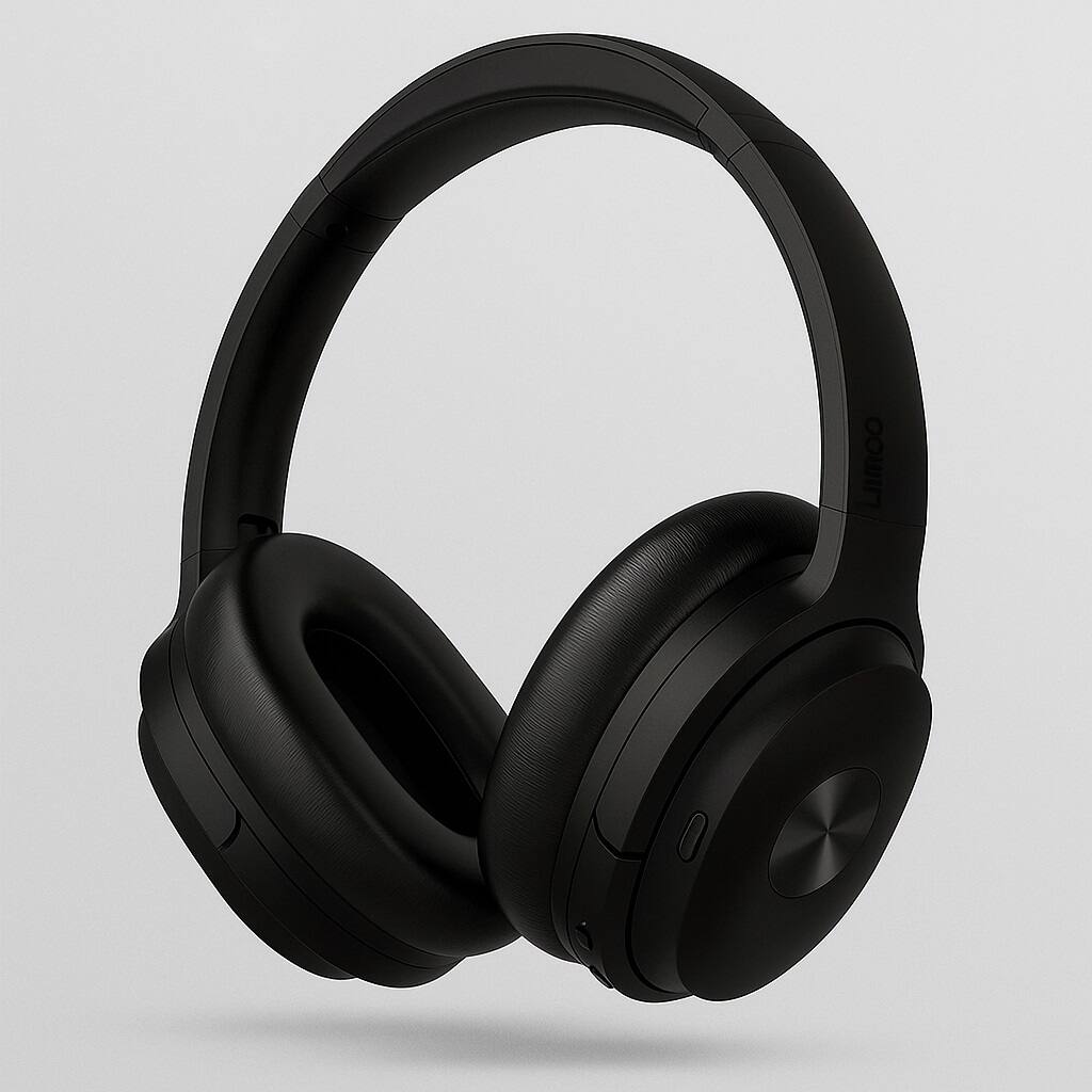 Zell Electronics - Wireless Over Ear Headphones with Hybrid ANC, Deep Bass, Mic, Long Battery, Comfortable Fit - Black