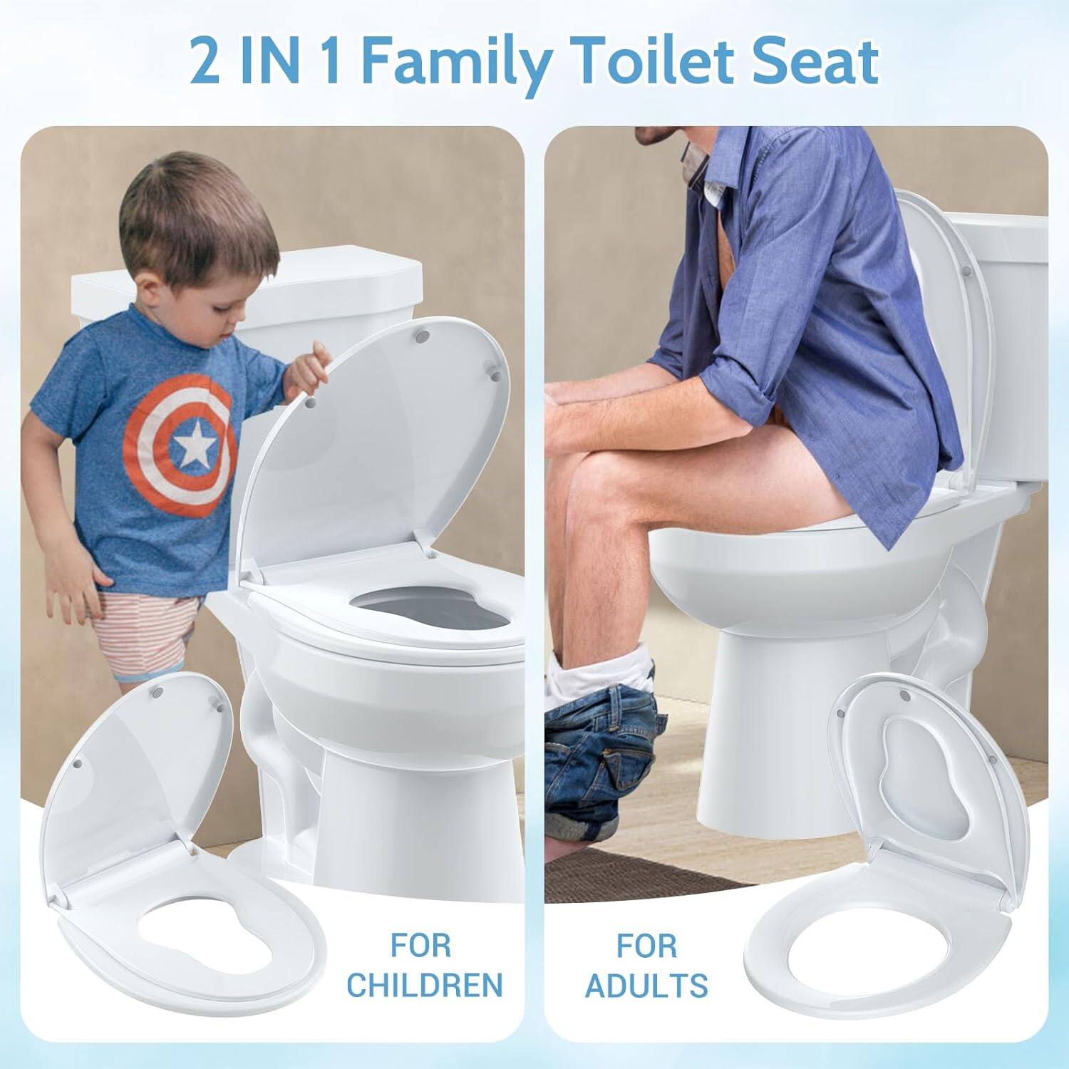 2 IN 1 Family Toilet Seat

FOR CHILDREN

FOR ADULTS