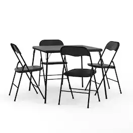 Emma + Oliver - 5 Piece Folding Card Table and Chair Set - Black