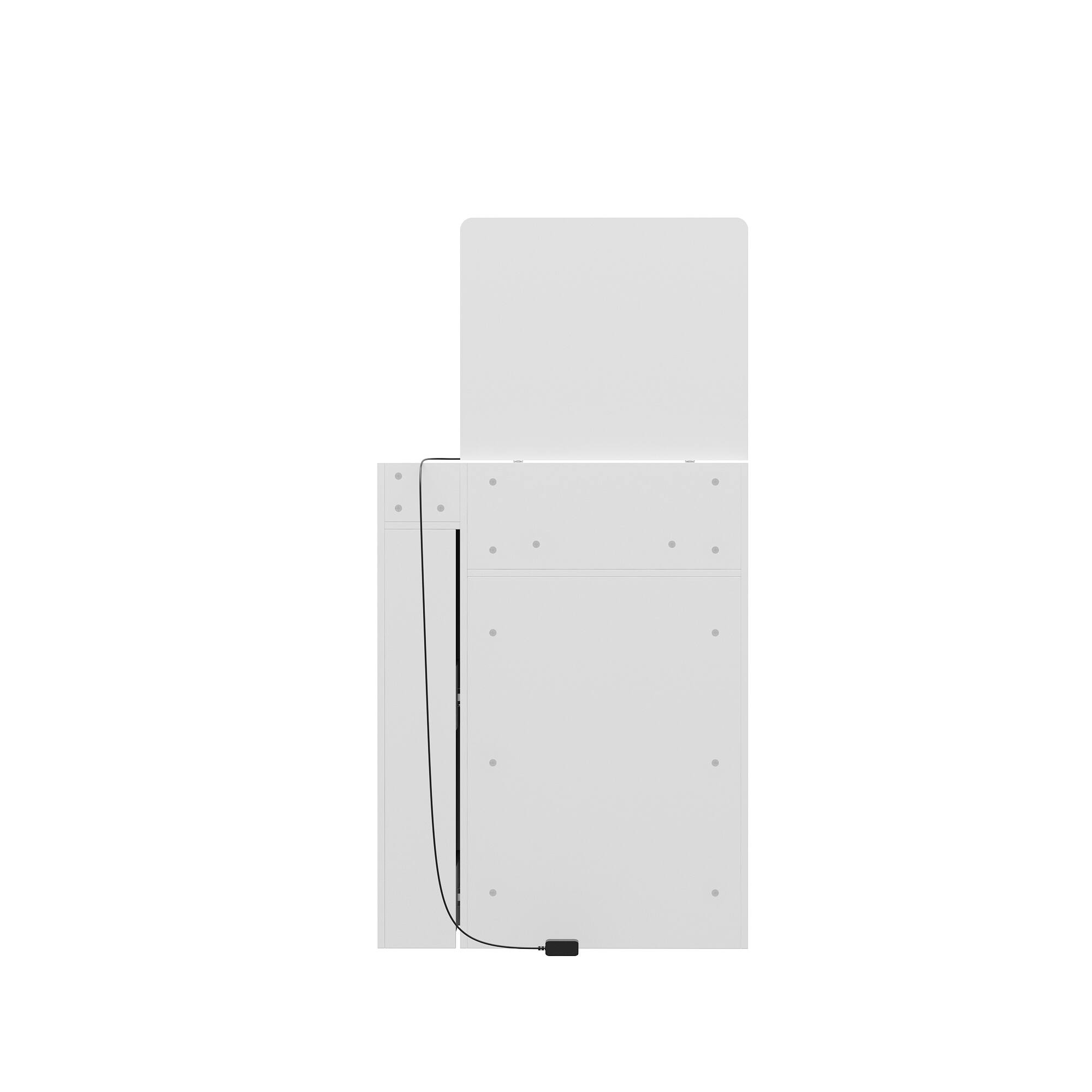 Left. Famapy - 3-in-1 Flip Vanity Desk with Pull-Out Shelf & LED Mirror - Space Saving Makeup Station Bedside Table - White.