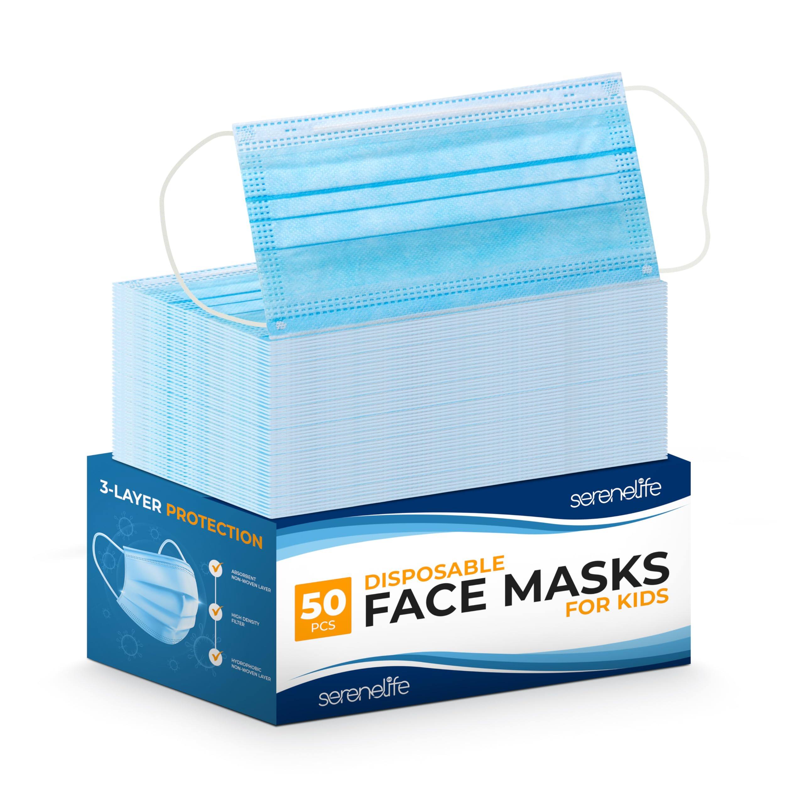3-Layer Serenelife Protection Disposable Masks 50 Face for Kids - 50 PCS - Serenelife