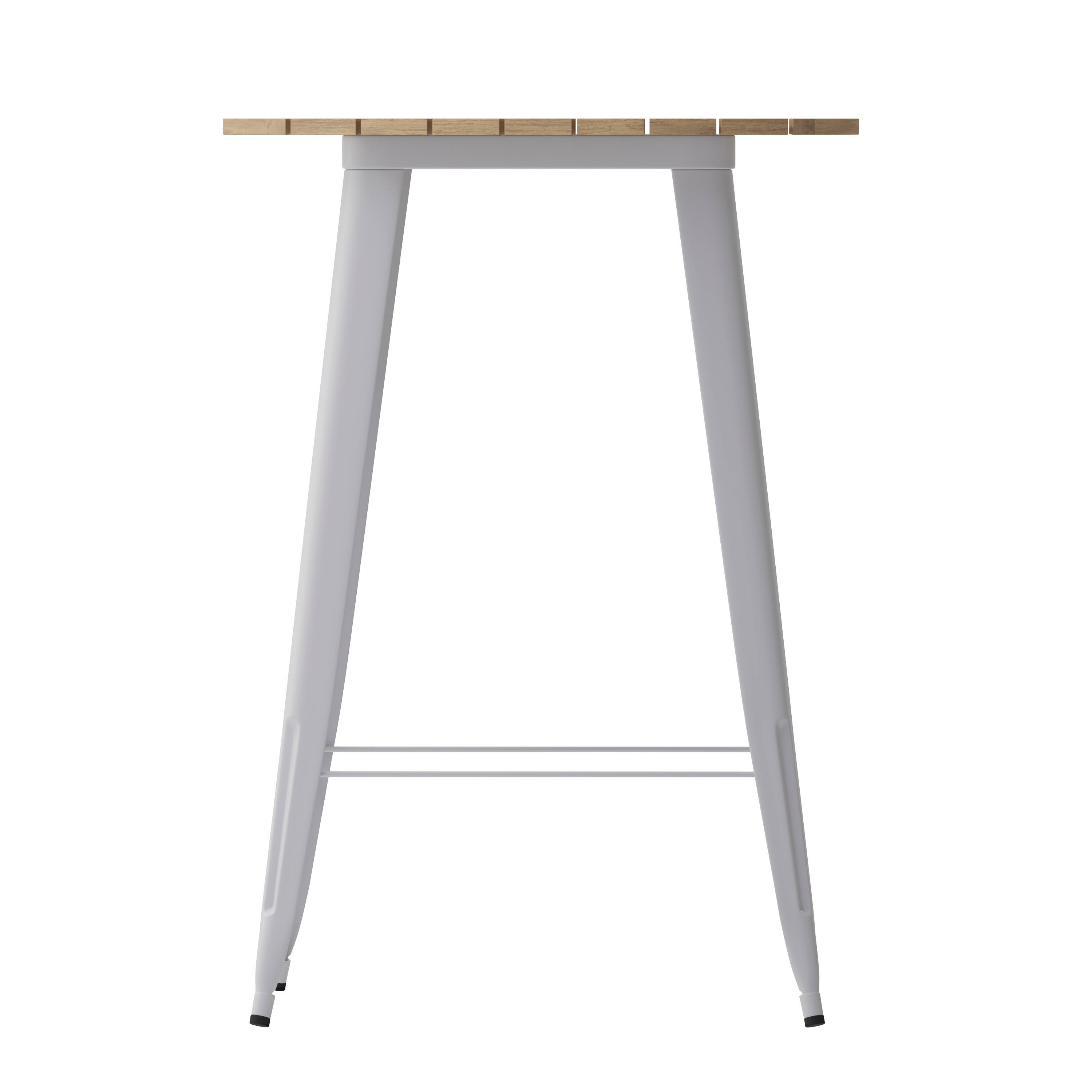 Alt View 7. Emma + Oliver - Drew Indoor/Outdoor Bar Top Table, 30" Round All Weather Poly Resin Top with Steel base - Brown Top/Silver Frame.