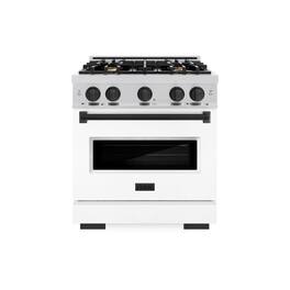 ZLINE - Autograph 30" Classic Dual Fuel Range with Black Accents (CDRZ-WM-30-MB) - White Matte