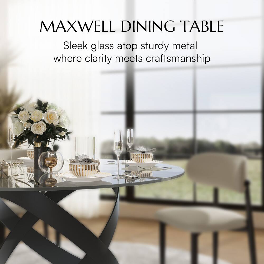 MAXWELL DINING TABLE

Sleek glass atop sturdy metal where clarity meets craftsmanship