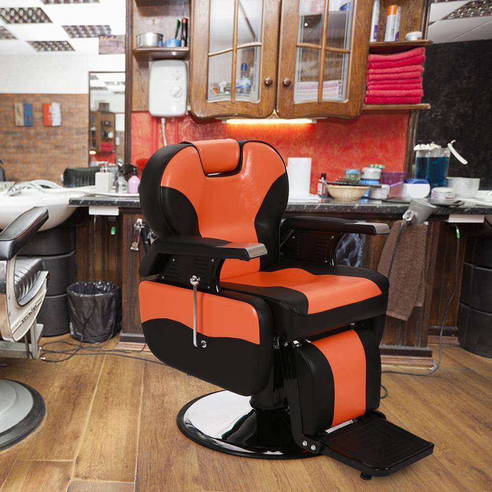 Alt View 4. Winado - All Purpose Barber Chair Heavy Duty Salon Hydraulic Reclining Chair with Anti-slip Footrest for Hair Stylist Barber Shop - Black & Orange.