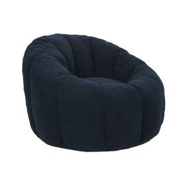 GOODSILO - Plush Faux Fur Bean Bag Chair with Armrests and Ergonomic Backrest for Ultimate Relaxation in Living Spaces - Dark Blue