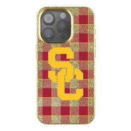 Keyscaper - NCAA - USC Trojans Plaid Bling iPhone Case - 14 - Gold