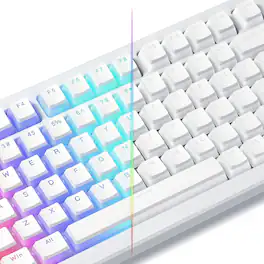 Womier - Pudding Keycaps,130 Keys PBT Keycaps Shine Through Key Cap OEM Profile for MX-stem Switches Mechanical Keyboard - White-129 Keys