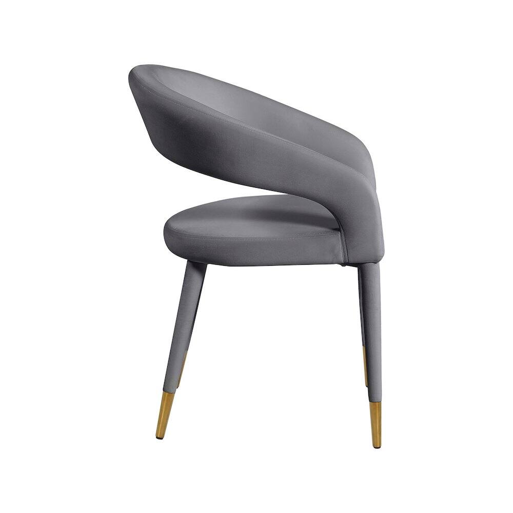 Alt View 3. Meridian Furniture - Destiny Grey Velvet Dining Chair - Grey.