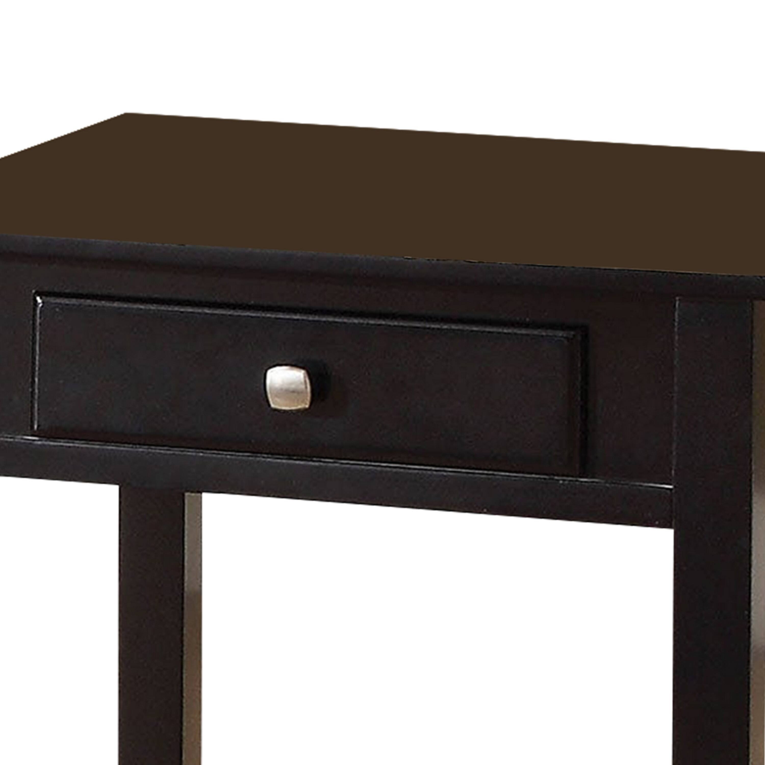 Alt View 1. Manhattan Lane - Wooden End Table with One Drawer and One Shelf - Black.