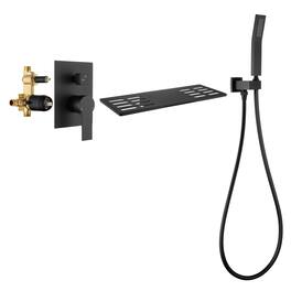Boyel Living - Matte Wall Mount Bathtub Faucet Brass SUS304 2-Function Valve Handheld 60-Inch PVC Hose cUPC - Black