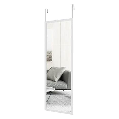 Cedar Assembly - 48" X 16" Over The Door Full Length Mirror Wall Mounted Hanging With 2 Metal Hangers For Bedroom Living R - White-48"L x 16"W