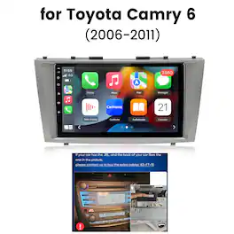 Junsun - For Toyota Camry 6 2006-2011 9" Android 15 carplay 8 Core 4+64GB Car Stereo Radio GPS Navi RDS WIFI SWC FM Bluetooth - Silver