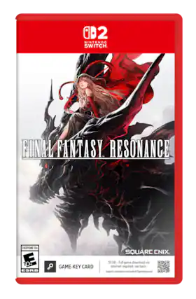 02 NINTENDO SWITCH. FINAL FANTASY. THE RESONANCE EVERYONE 10+ 10+ ESRB SQUARE ENIX. 13 GB - Full game download via internet required. see back. support.nintendo.com/switch2/gamekeycard - E10+ (Everyone 10+)