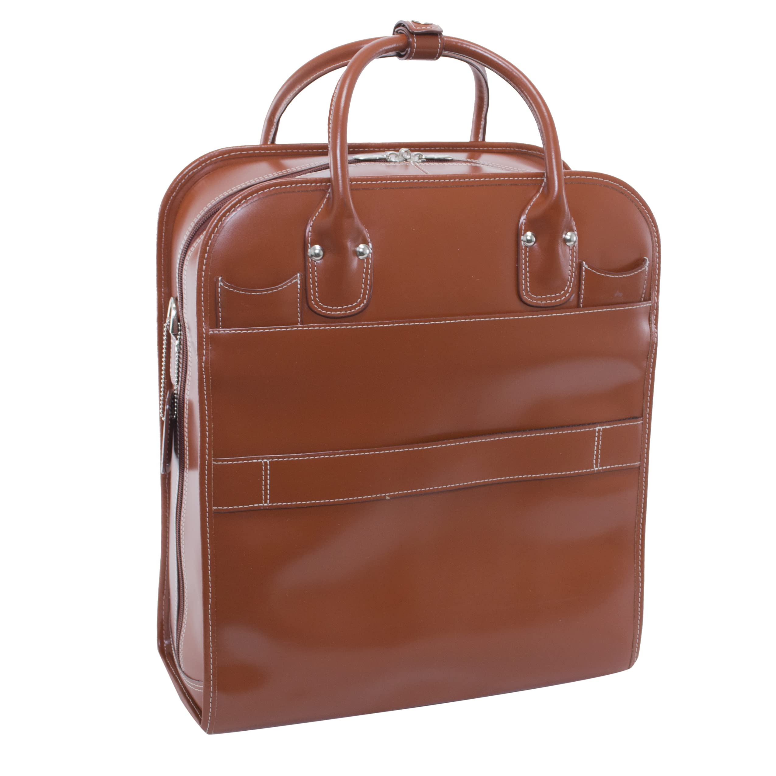 Alt View 4. McKleinUSA - 15" Laptop/Tablet Business Briefcase Top Grain Cowhide Leather Detachable Wheeled Rolling Removable Trolley Case - Brown.
