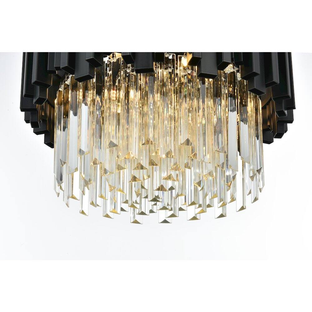 Alt View 3. Elegant Lighting - Willow 16 Inch Flush Mount Ceiling Light In Black - Black And Clear.