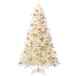Gymax - 7 FT Pre-Lit Artificial Christmas Tree w/855 Snow Flocked Branch Tips - Blue