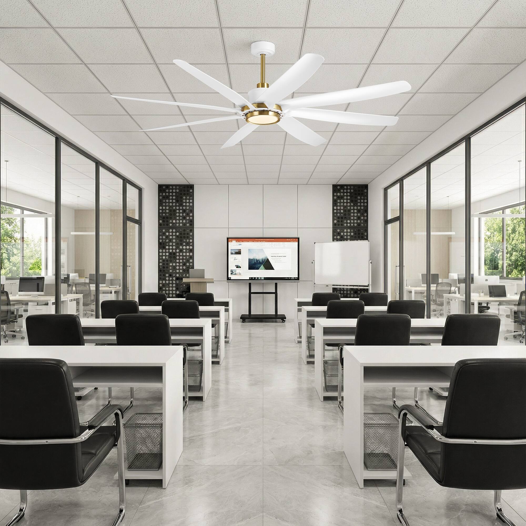 Back. Parrot Uncle - 72" White Farmhouse Windmill Ceiling Fan with Light and Remote - White.