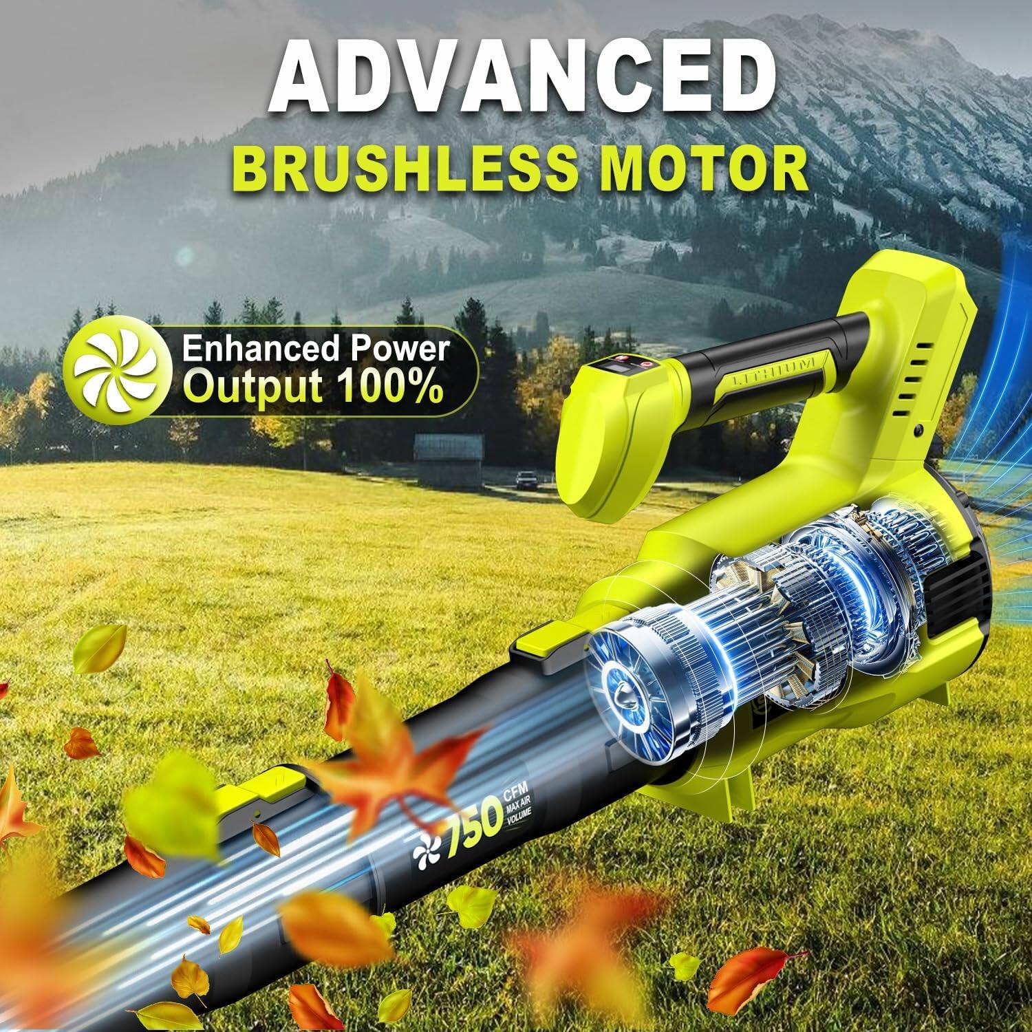 ADVANCED BRUSHLESS MOTOR, Enhanced Power Output 100%, 750 CFM, AR B, SELTN