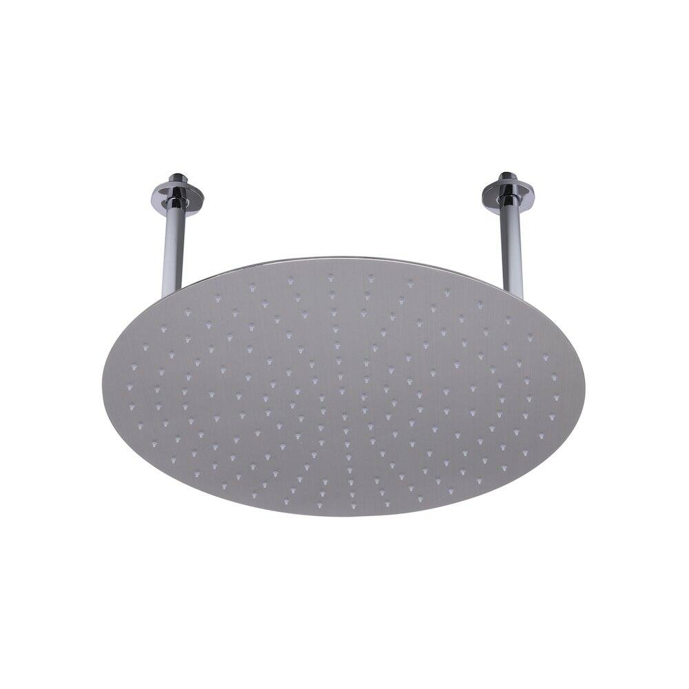 Left. Alfi - 20" Round Brushed Solid Stainless Steel Ultra Thin Rain Shower Head - Stainless Steel.
