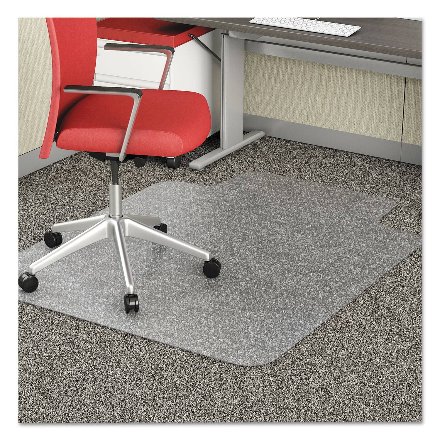 Front. Deflecto - EconoMat Occasional Use Chair Mat for Flat Pile Carpeted Floors, Rectangular with Lip, 36" x 48", Clear, Ships Flat - Clear.