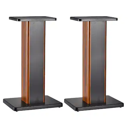 Front. Unique Bargains - 2pcs Wood Speaker Stands with Hollow Bases, Provides Stable Tilted Support for Enhanced Bookshelf Speaker Sound - Wood.