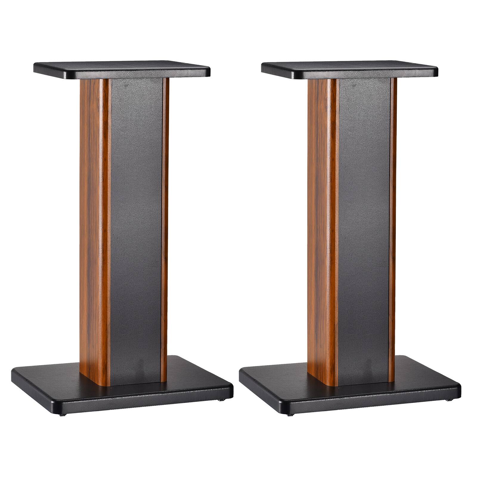 Front. Unique Bargains - 2pcs Wood Speaker Stands with Hollow Bases, Provides Stable Tilted Support for Enhanced Bookshelf Speaker Sound - Wood.