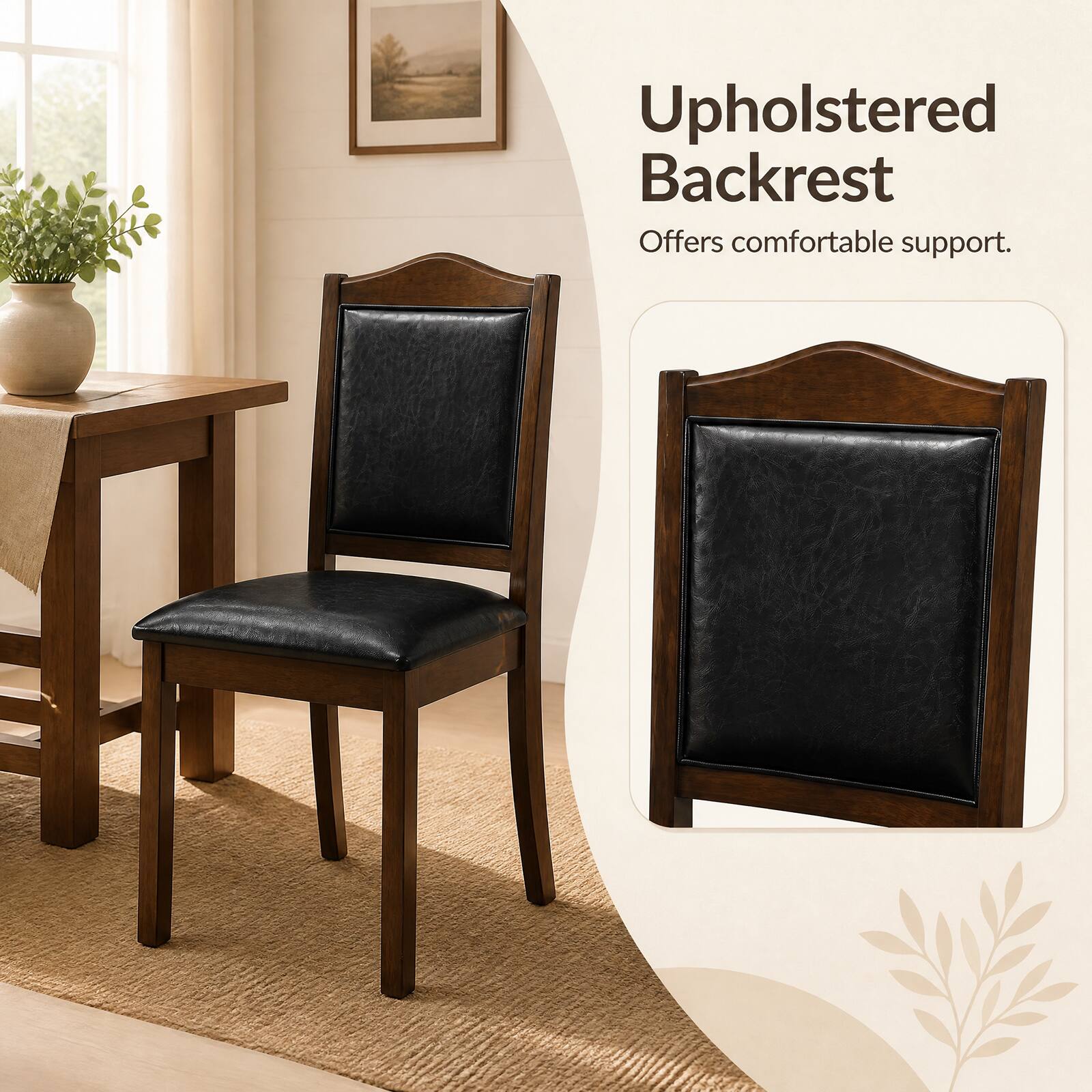 Upholstered Backrest  
Offers comfortable support.