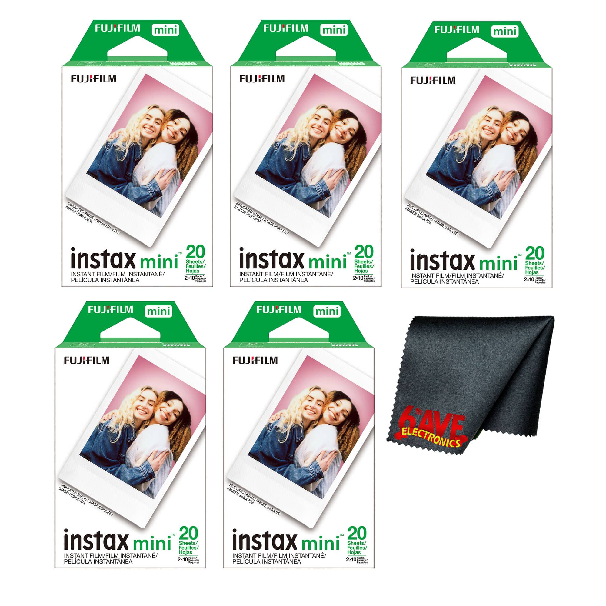 Fujifilm - Instax Mini Instant Camera Film (100 Exposure) + Cleaning Cloth