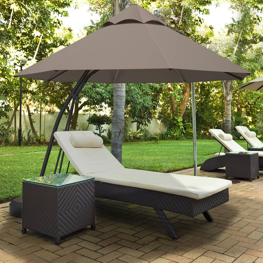 Gymax 11ft Patio Cantilever Hand Push Offset Hanging Umbrella w/ Wheels ...