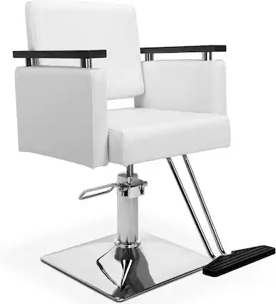 Front. Winado - Hydraulic Barber Chair Hair Stylist Chair Salon Chair with 330 lbs Weight Capacity, Footrest for Beauty Spa Barbershop - White.