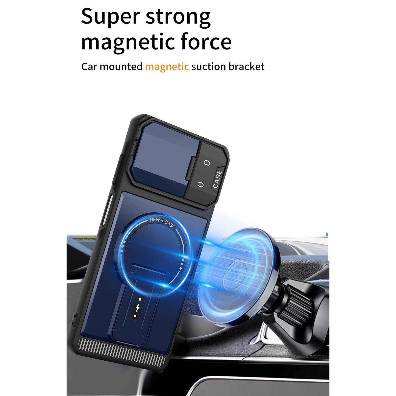 Super strong magnetic force  
Car mounted magnetic suction bracket  
NEW & CASE  
CASE