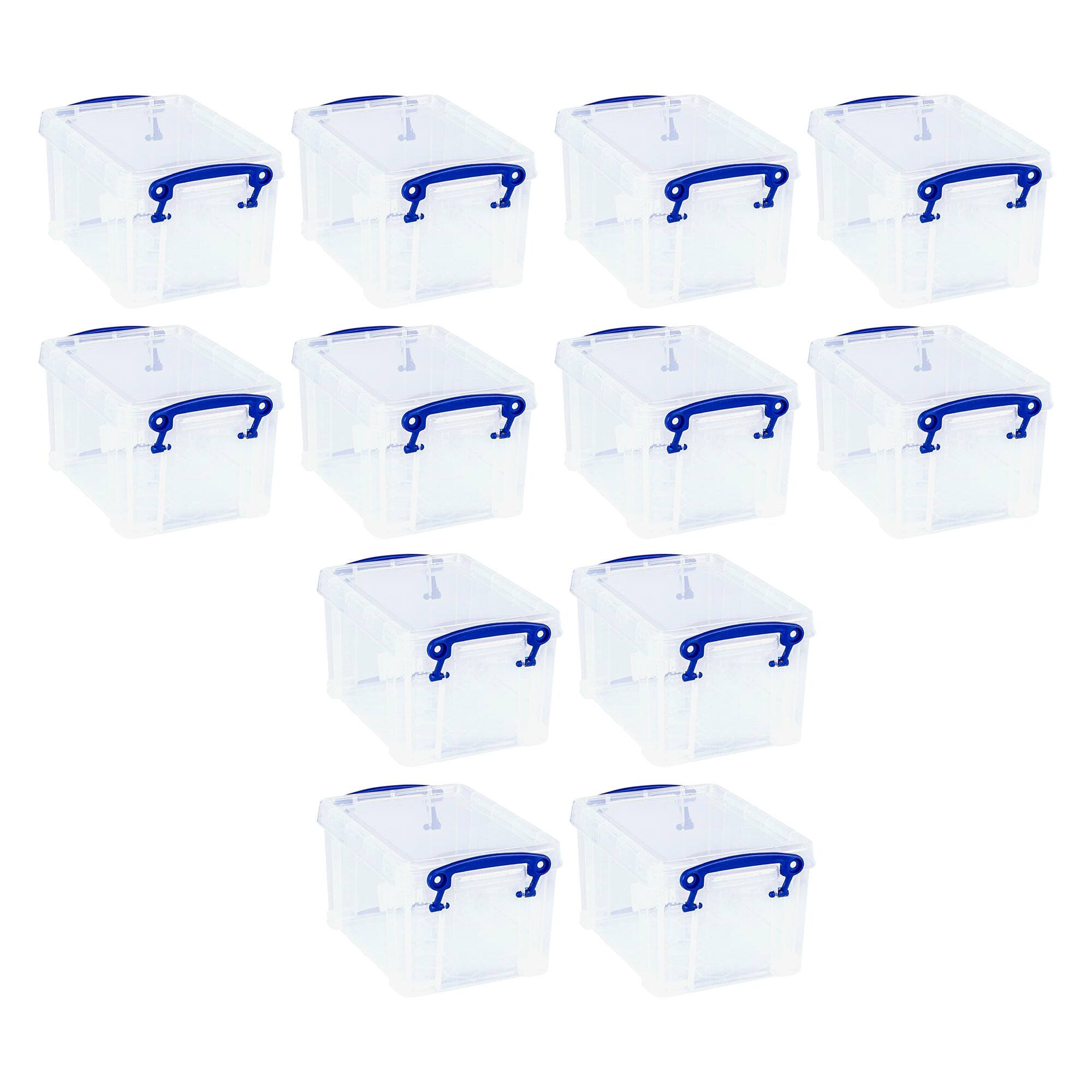 Front. Really Useful Box - Really Useful Box 1.6L Storage Container w/Snap Lid & Clip Lock Handle, 12 Pack - Clear.