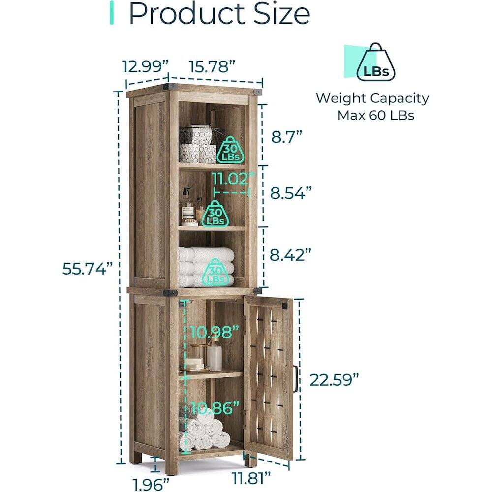 Product Size

12.99" 15.78" 8.7" 11.02" 8.54" 8.42" 55.74" 10.98" 10.86" 22.59" 1.96" 11.81"

Weight Capacity Max 60 LBs