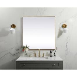 Elegant Decor - Metal Frame Square Mirror 42 inch - Brass