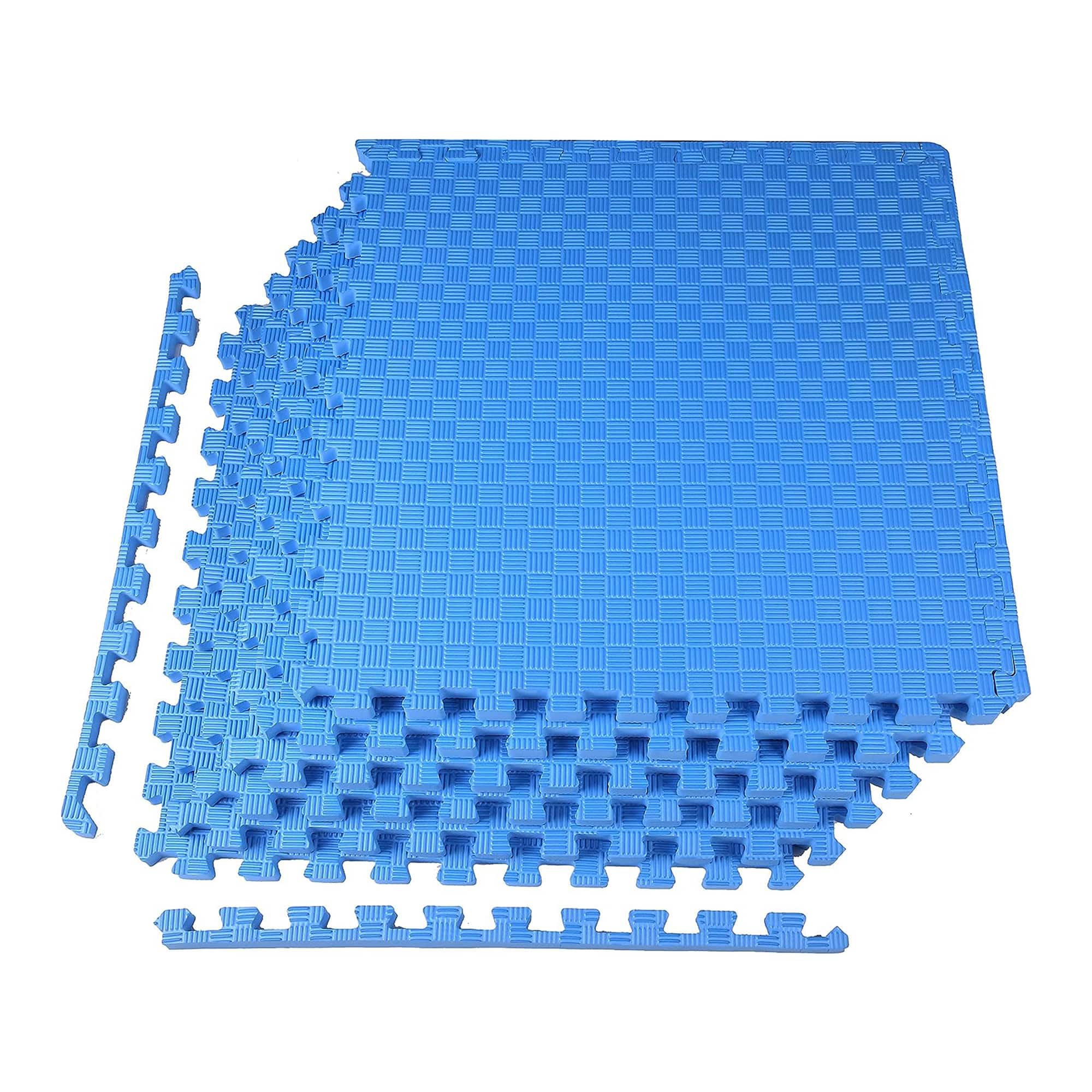 Everyday Essentials - BalanceFrom Fitness 144 Sq Ft Interlocking EVA Foam Exercise Mat Tiles - Blue