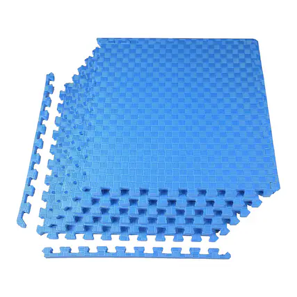 Front. Everyday Essentials - BalanceFrom Fitness 144 Sq Ft Interlocking EVA Foam Exercise Mat Tiles, Blue - Blue.