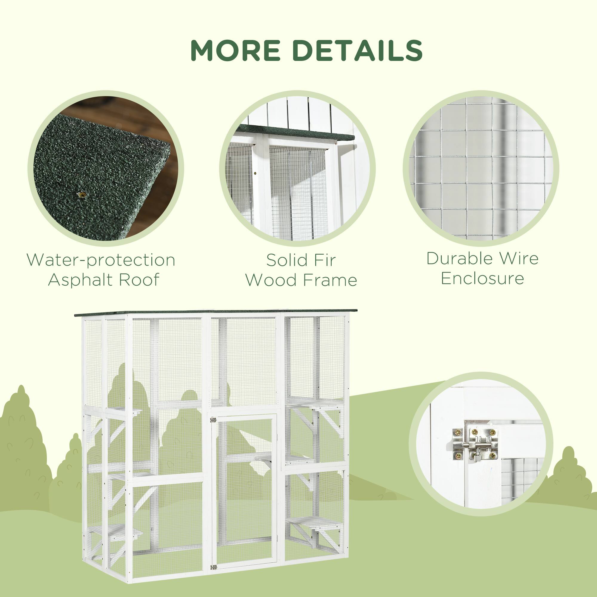 MORE DETAILS

- Water-protection Asphalt Roof
- Solid Fir Wood Frame
- Durable Wire Enclosure