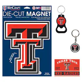 WinCraft - Texas Tech Red Raiders 4-Pack Key Rings and Magnets Set - Multicolor
