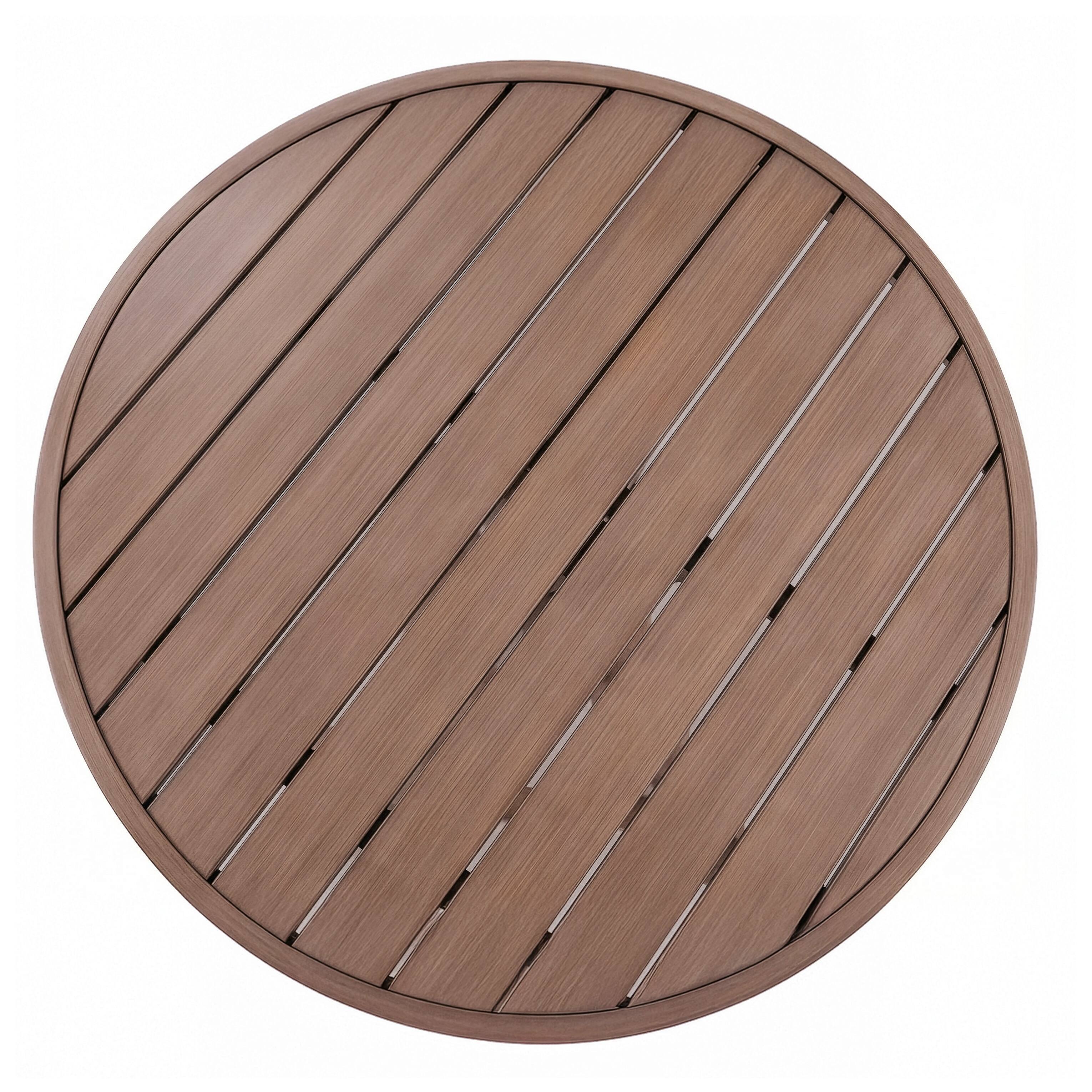 Alt View 7. Martha Stewart - All-Weather Patio Set with 36" Round Trestle Base Table and 4 Stack Chairs - Brown.