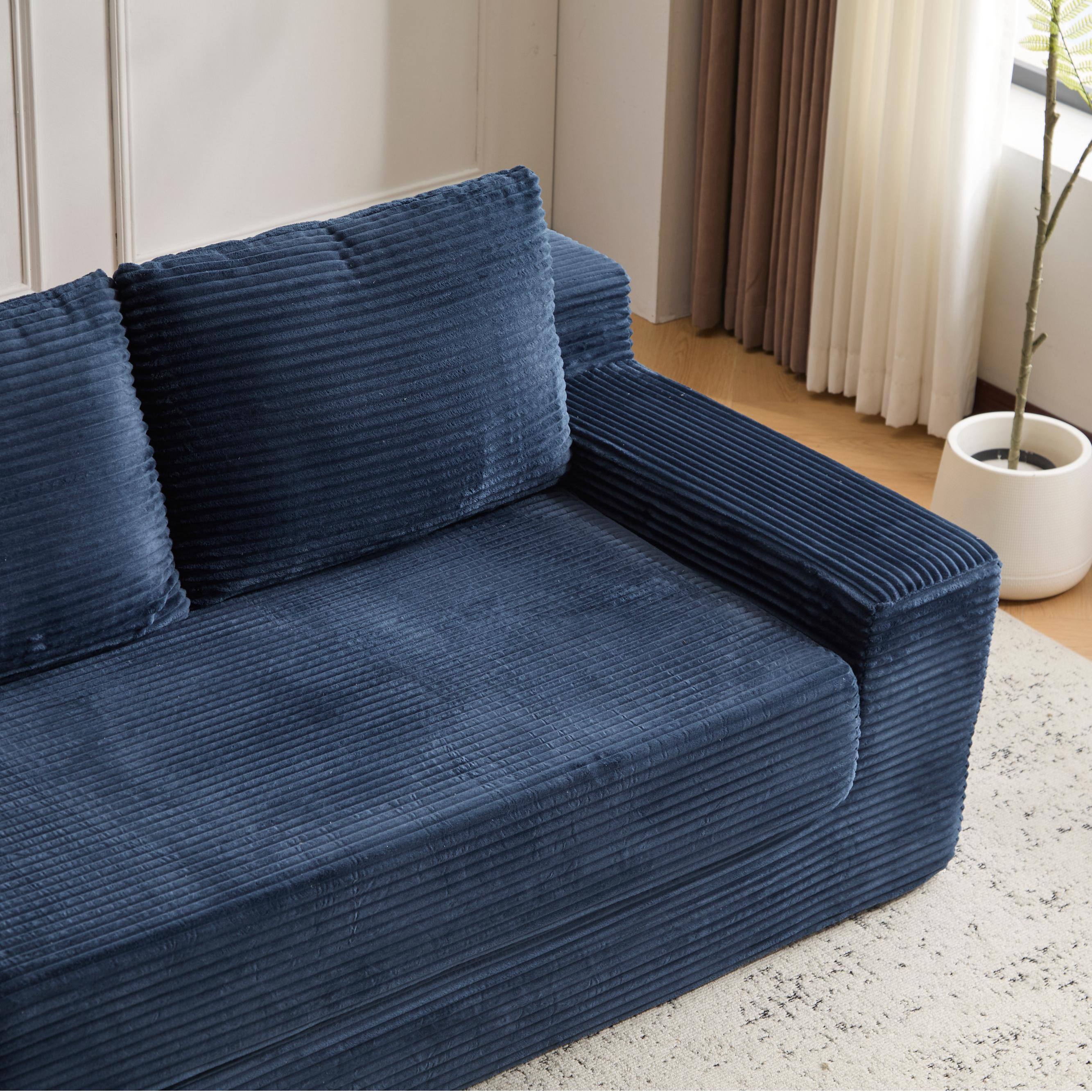 Alt View 8. Meqiodas - Loveseat Sofa, Comfortable Deep Seat Sofa Bed, Modern Corduroy Couch for Living Room Bedroom, No Assembly Required - Blue.