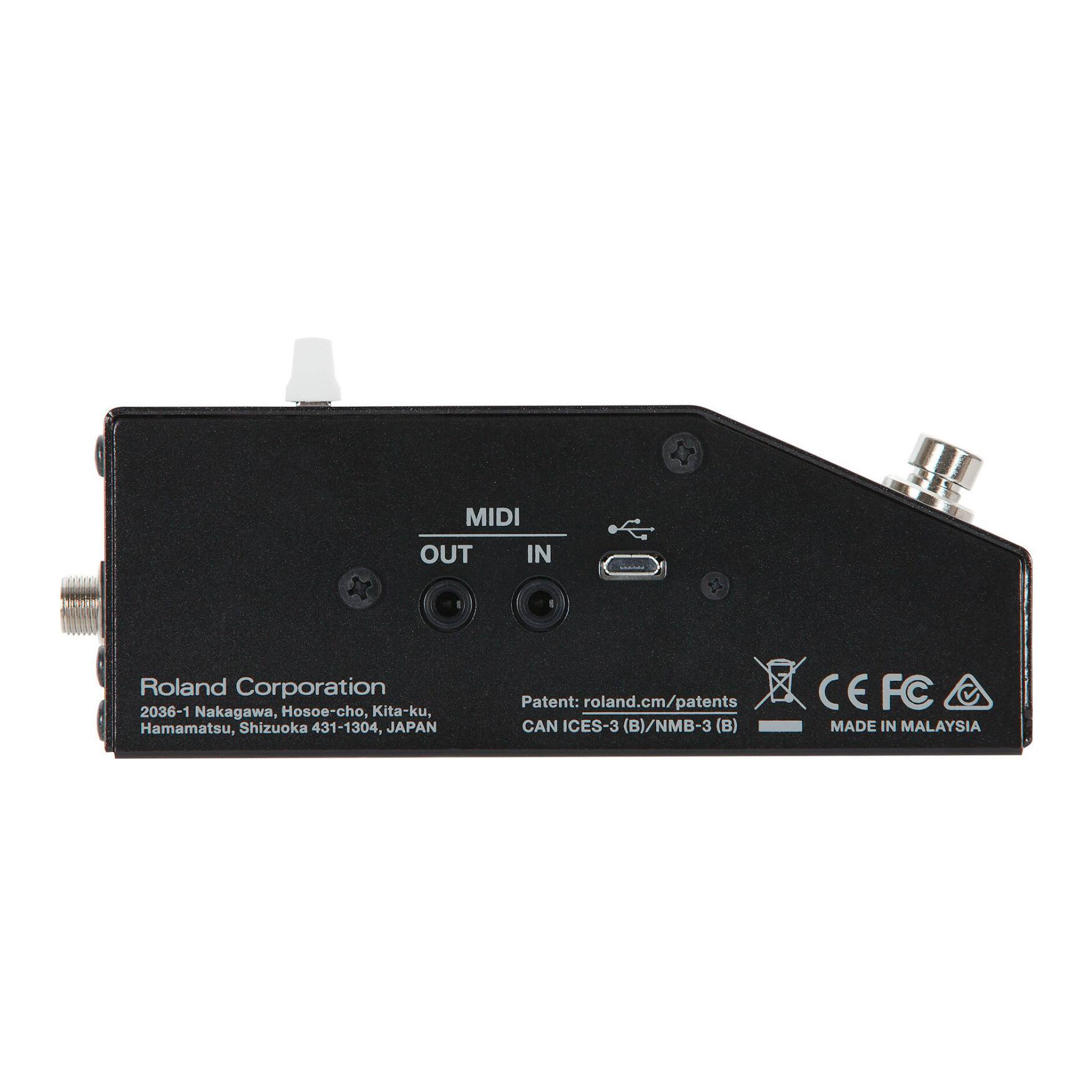MIDI OUT IN

Roland Corporation  
2036-1 Nakagawa, Hosoe-cho, Kita-ku, Hamamatsu, Shizuoka 431-1304, JAPAN

Patent: roland.cm/patents  
CAN ICES-3 (B)/NMB-3 (B)  
CE FC  
MADE IN MALAYSIA